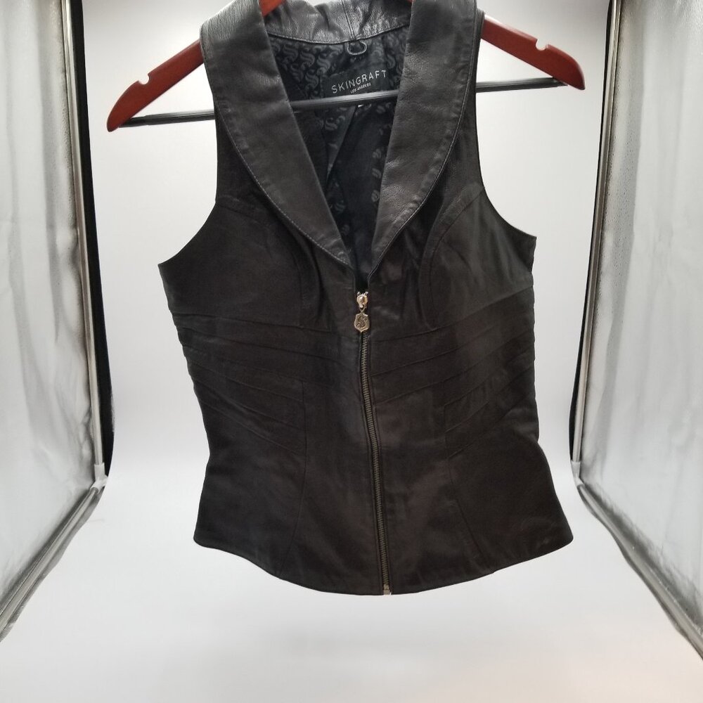 SKINGRAFT Fitted Leather Vest Luxury Designer Couture